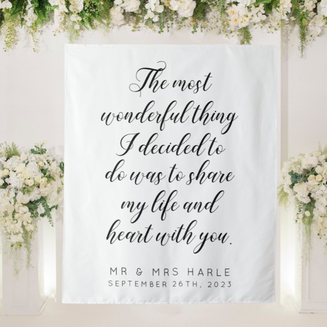 Tapiz Fondo Boda de estilo caligrafía de cita de amor (Subido por el creador)