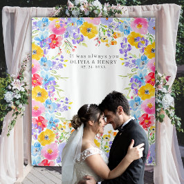 Tapiz Fondo Boda de las flores de color de agua de prima