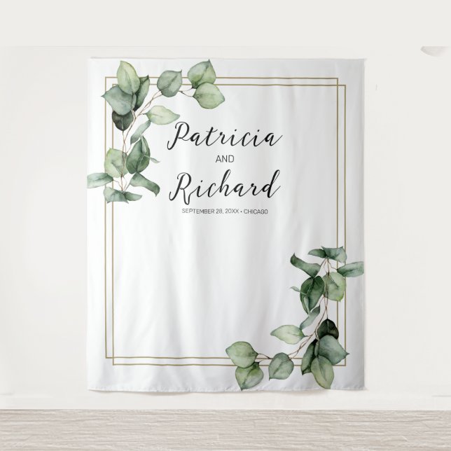 Tapiz Fondo Boda Eucalyptus de la vegetación del marco d (Anverso)