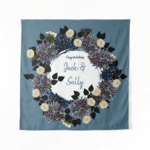 Fondo boda floral azul y blanco