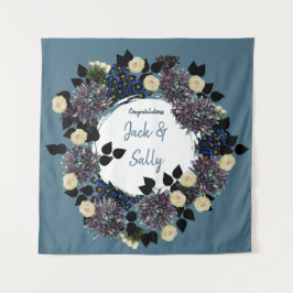 Tapiz Fondo boda floral azul y blanco
