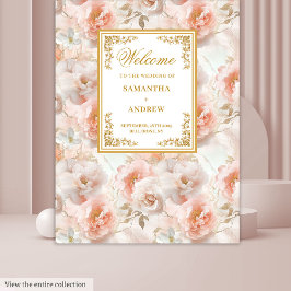 Tapiz Fondo boda floral dorado rosado polvoriento modern