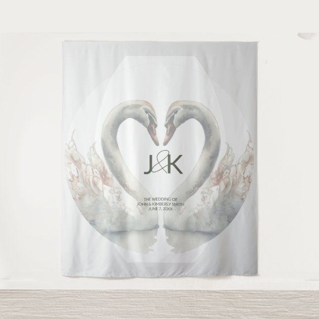 Tapiz Fondo Boda Swan personalizado (Anverso)