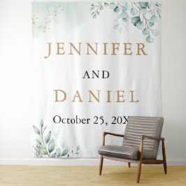 Tapiz Fondo Booth Boda Gold Eucalyptus Greenery