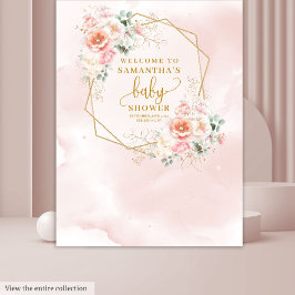 Tapiz Fondo clásico de ducha de bebé florida rosa