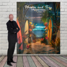 Fondo colgante de playa y tablas de surf 