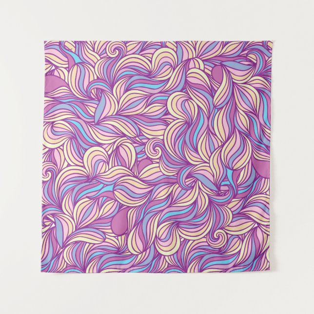 Tapiz Fondo con ondas de doodle abstractas  (Anverso)