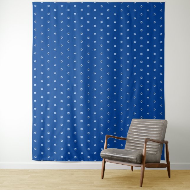 Tapiz Fondo con patrón de estrella de David blanca azul  (In situ)