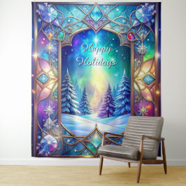 Tapiz Fondo con Patrón de Vidrio Pintado Ornamentado