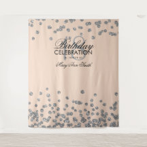 Fondo de 18 cumpleaños con confeti rosa y plata