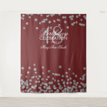 Fondo de 18 cumpleaños confeti plateado burdeos