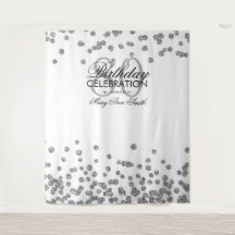 Fondo de 80 cumpleaños confeti plateado y blanco