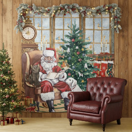 Tapiz Fondo de animales de Navidad acogedores del viejo 