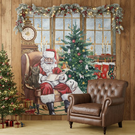 Tapiz Fondo de animales navideños acogedores de Santa vi