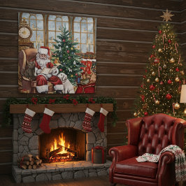 Tapiz Fondo de animales navideños acogedores de Santa vi