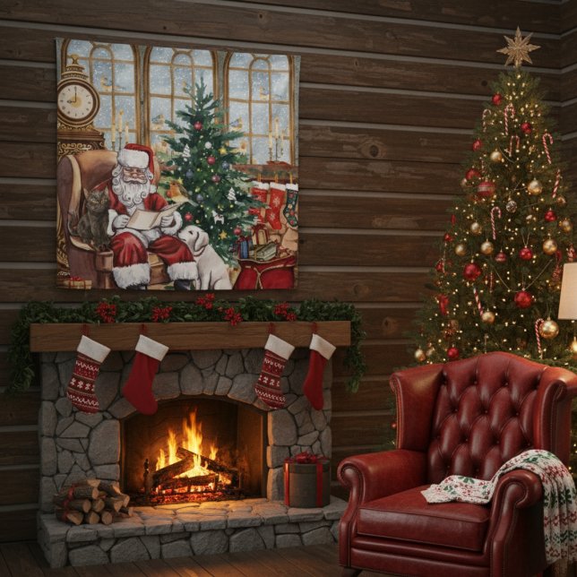 Tapiz Fondo de animales navideños acogedores de Santa vi (Subido por el creador)
