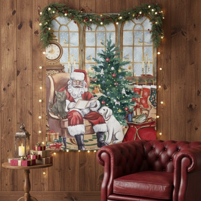 Tapiz Fondo de animales navideños acogedores de Santa vi (Subido por el creador)