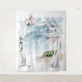 Tapiz Fondo de arco de madera flotante boho