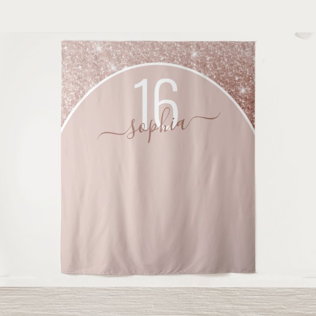 Tapiz Fondo de arco personalizado de cumpleaños con bril (Anverso)