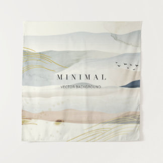 Tapiz fondo de arte de la montaña y de la línea dorada. 