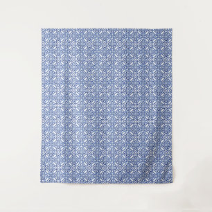 Tapiz Fondo de azulejos sicilianas vintage azules y blan