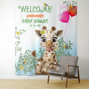 Tapiz Fondo de Baby Shower de Giraffe Safari