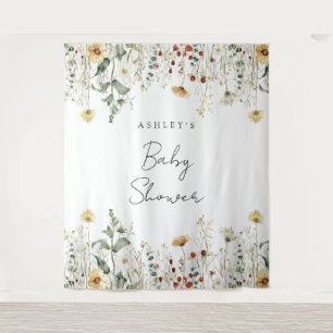 Tapiz Fondo de Baby Shower del Campo Flor Silvestre de V