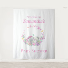 Fondo de Baby Shower Elephant Butterflies