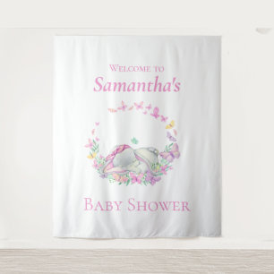 Tapiz Fondo de Baby Shower Elephant Butterflies