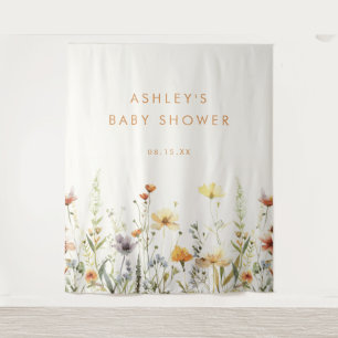 Tapiz Fondo de Baby Shower Rustic Wildflower