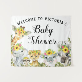 Tapiz Fondo de banderas Baby Shower Sunflower Safari M