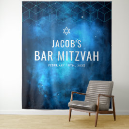 Tapiz Fondo de Bar Mitzvah Galaxia Espacio Azul
