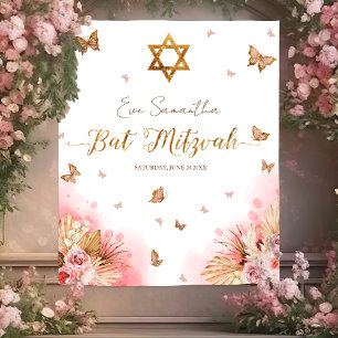 Tapiz Fondo de Bat Mitzvah color bata rosa de Rubor