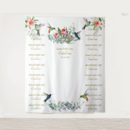 Tapiz Fondo de Bautizo de Paso y Repetición Floral de Hi