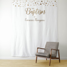 Fondo de Bautizo Simple con Confeti de Oro