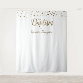 Tapiz Fondo de Bautizo Simple de Confeti de Oro