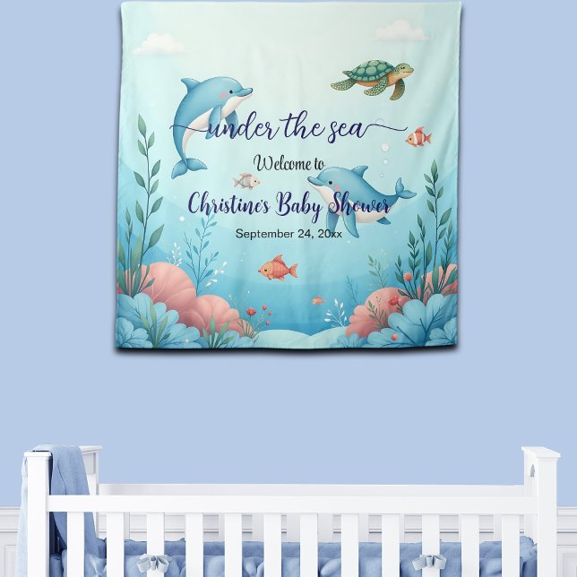 Tapiz Fondo de bienvenida Baby Shower Blue Under Sea (Subido por el creador)