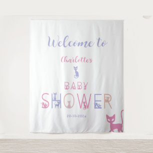 Tapiz Fondo de bienvenida pastel para baby shower de gat