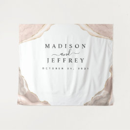 Tapiz Fondo de boda Agate Blush & Gold Glitter