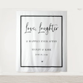 Tapiz Fondo de boda "amor risas feliz para siempre"