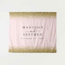 Fondo de boda de brillo rosa y dorado