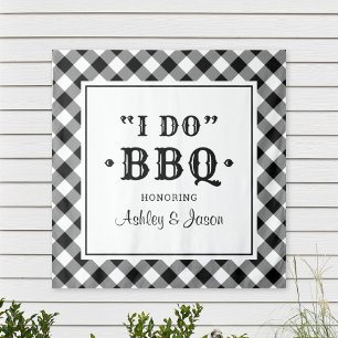 Tapiz Fondo de boda de cuadros negros 'I Do BBQ'