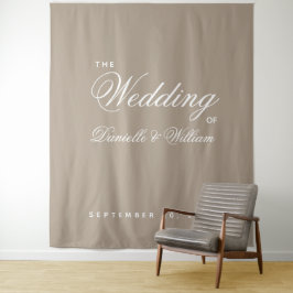 Tapiz Fondo de boda de escritura elegante simple taupe