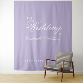 Tapiz Fondo de boda de escritura simple púrpura lavanda