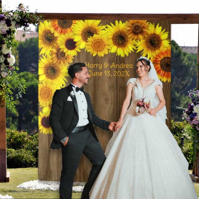 Tapiz Fondo de boda de girasoles para personalizar (Subido por el creador)