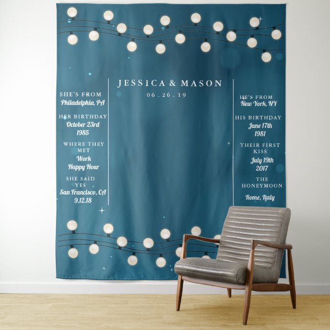 Tapiz Fondo de boda de guirnalda de luces de hadas (In situ)