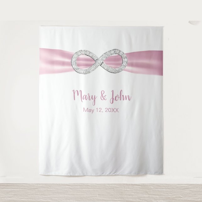 Tapiz Fondo de Boda de Infinito de Diamante de la Cinta  (Anverso)