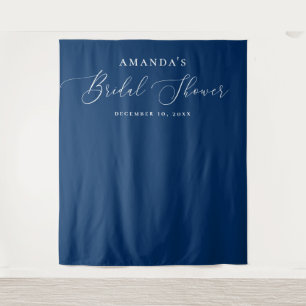 Tapiz Fondo de boda de letra script moderna azul marino