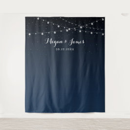 Tapiz Fondo de boda de noche estrellada azul de la marin