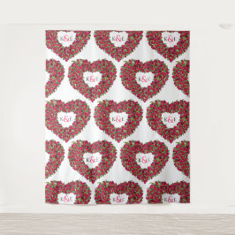 Tapiz Fondo de boda de tulipanes rojos monograma